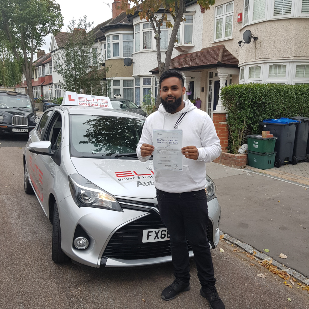 Bilal passed his automatic test at Mitcham