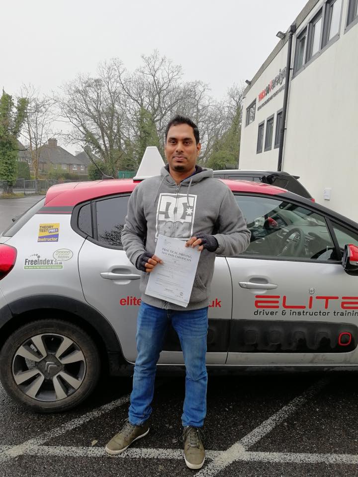 Suceen passed his driving test at Reigate after taking lessons with Pierluigi