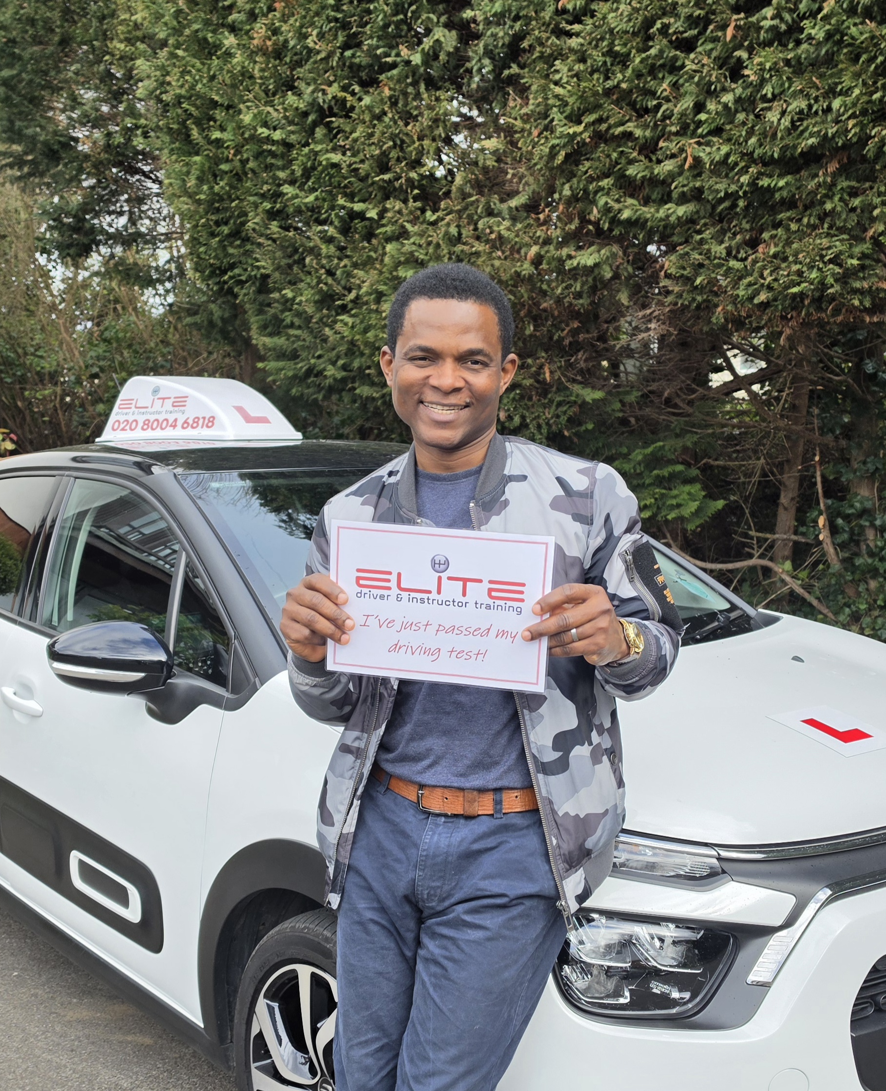 Olugbenga took manual driving lessons in Weybridge with Kim